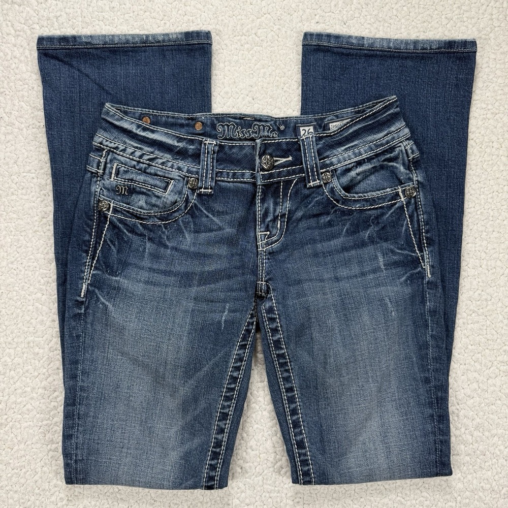 Miss Me Bootcut Jeans Women's 26 (28x31.5) Western Y2K Bling Boho Embellished
